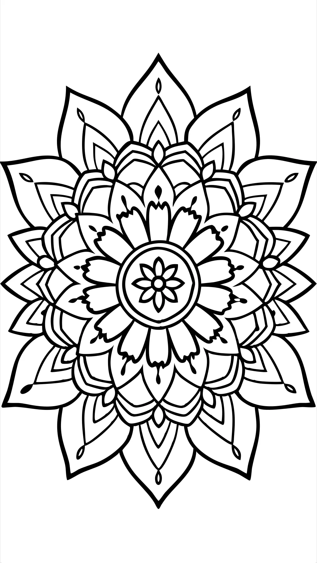 Página para colorear del mandala de flores